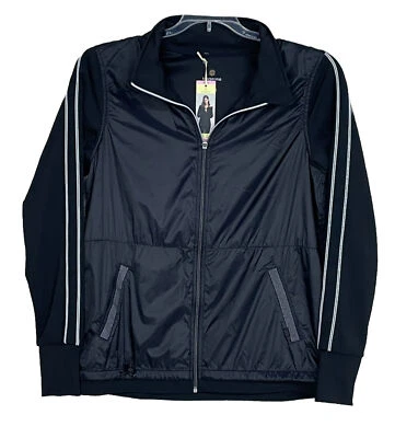 Tangerine Jacket Womens Black White Piping Mesh Full Zip Active Wear Size  Small - Image 1 of 4