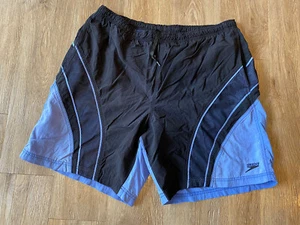Bañador Speedo Hombres XL Azul Negro Iridiscente Board Shorts 8" Entrepierna Ropa de Playa - Imagen 1 de 7