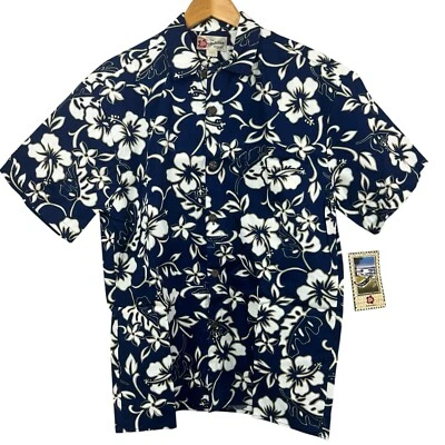 Camisa Hattie Para Hombre Azul Hawaiana Talla M Floral Nueva Con Etiquetas Manga Corta Foto 1 de 4