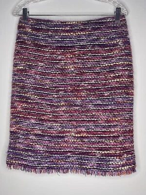 Dana Buchman Women's Size 6 Multicolor Textured Wool Blend Fringed Pencil Skirt - Image 1 of 4