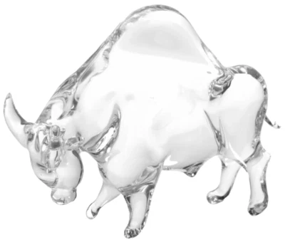 MURANO Art Glass Clear Bull Figirine by Licio Zanetti Hand Blown Italy Vintage - Image 1 of 4