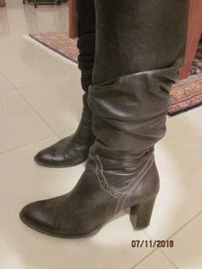 Braune Leder-Stiefel Hobo Retro Größe 39 Vintage - Bild 1 von 10