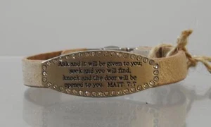 Escritura de tranquilidad mate Pulsera apilable de cristal de cuero 7:7 GD6 - Imagen 1 de 12