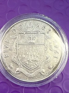 ❤️ Moneda de cinco dólares de plata 925 de las Bahamas 1966 (2352) - Imagen 1 de 2