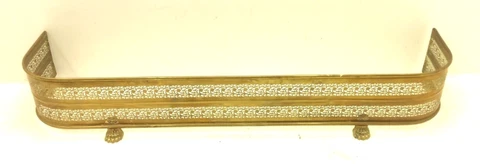 Brass Lions Foot Fireplace Hearthware Art Nouveau Mantle Fender Vintage Used Cover