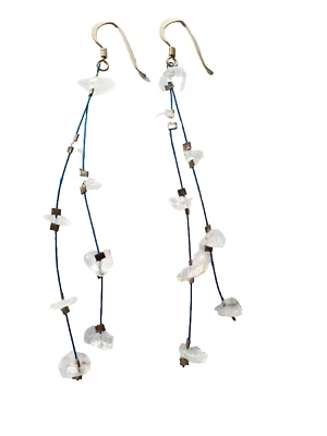 Серьги-капли с прозрачными кристаллами кварца - Изображение 1 из 4