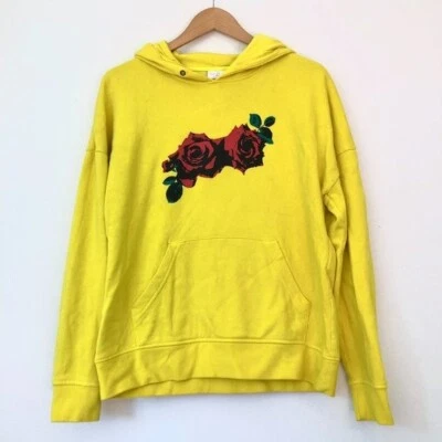 EMPYRE Freida Over You Rose Hoodie Yellow Red Floral Fleece Sweatshirt Small S - Image 1 of 4