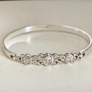 QVC Sterling Silver Bracelet Set With Clear Stones - Side Opening - Picture 1 of 5