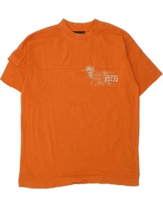 TIMBERLAND Womens Graphic T-Shirt Top UK 8 Small Orange Cotton DJ76 - Picture 1 of 4