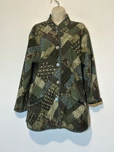 Koos Of Course! Womens 1x Reversible Jacket TanCorduroy Pockets Aqua/Brown - Picture 1 of 9