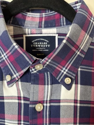 Charles Tyrwhitt Calce Ajustado Abotonado Para Hombre Mediano Multicolor Algodón a Cuadros Foto 1 de 4