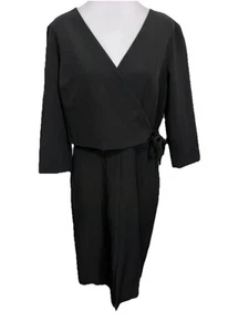 Jasper Conran Ladies Size 14 Black Wrap Top Dress Brand New With Tags $129 - Picture 1 of 13