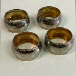 Vintage Brass Round Napkin Holders Made in Hong Kong Set of 4 - Picture 1 of 2
