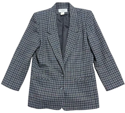 Chaqueta Norton McNaughton Mujer 10 Pequeña Gris Mezcla de Lana Blazer a Cuadros Foto 1 de 4