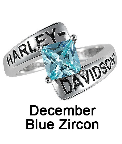 Anillo Harley-Davidson® piedra natal de diciembre - circón azul talla 5 D4J8845 Foto 1 de 1