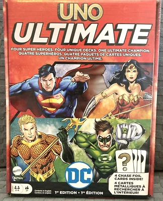 Mattel UNO: Uno Card Game Ultimate DC Comic Hero DC Edition New Sealed - Image 1 of 4