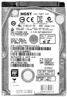 Hard Drive Hitachi HGST HTS725032A7E630 320GB SATA III 7200 RPM 32MB 2.5'' Inch - Image 1 of 3