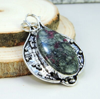 Damenanhänger Ausgeprägte Edelstein Rubin-Zoisit Anhänger Sterlin Silber 925 HL - Bild 1 von 2