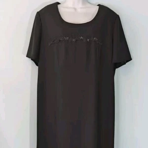 Worthington schwarzes Kleid 18W Perlen Brust gefüttert kurze Ärmel Party Länge 51" - Bild 1 von 15
