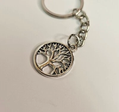 Metal Tree Charm Key Chain / Pendant Keychain - Silver Color - Image 1 of 3