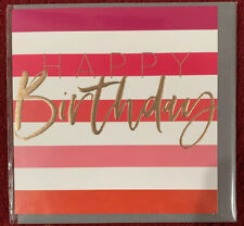 Belly Button Designs Happy Birthday Girls Birthday Card Stripe Pink Red White