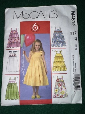 McCall's Patterns Girls Summer Dress M4814 Size 4-6 UNCUT - Image 1 of 4