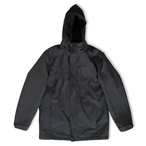 Calvin Klein Jacket Men M Black Lined Nylon Hooded Wind / Water Resistant Shell