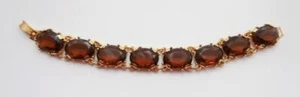 BNWOT Vintage 1980's Gold Metal Victorian Style Bracelet w/ Topaz Crystal Stones - Picture 1 of 4