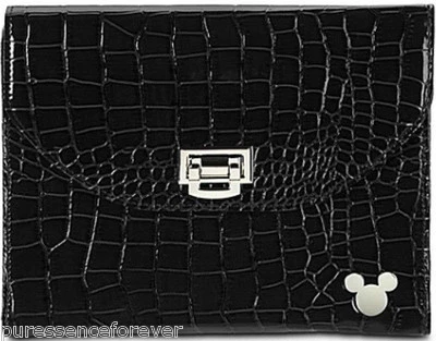 DISNEY PARKS FAUX CROC MICKEY ICON ELECTRONIC TABLET CASE: BLACK (New/Tag) - Image 1 of 2