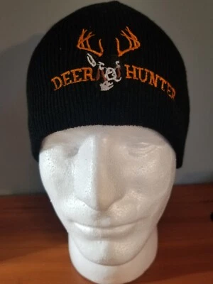Unbranded All Season Beanie Warm Knit Hat  Deer Outdoor Hunter Black Embroidered - Image 1 of 4