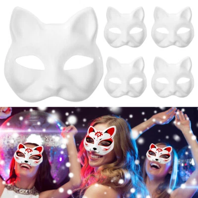 3-10X Masquerade Masks Paper Blank Mask Blank Cat Haloween Kids DIY Therian - Image 1 of 4