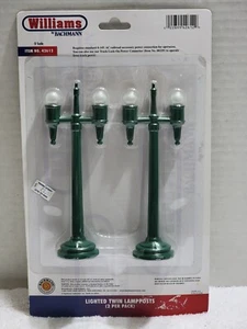 WILLIAMS BY BACHMANN O SCALE LIGHTED TWIN LAMPPOSTS LAMP POSTS 42612 TRAIN SET - Picture 1 of 3