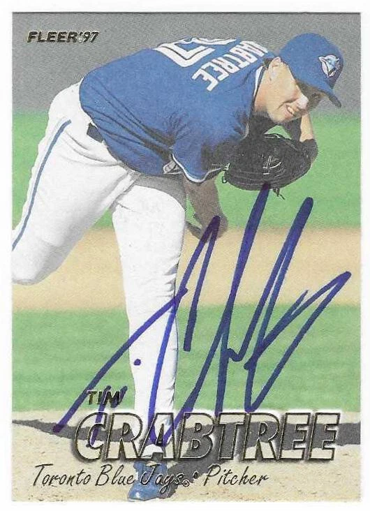 TIM CRABTREE 1997 FLEER AUTOGRAPHED SIGNED # 236 TORONTO BLUE JAYS - Image 1 of 1