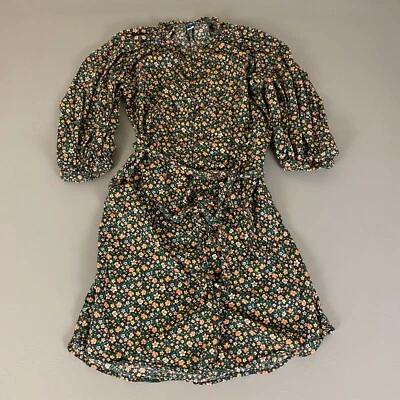 Old Navy Floral Print Dress Puff Sleeve Tie Waist Casual Large Tall Colorful - Image 1 of 4