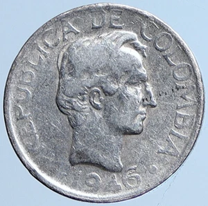1946 COLUMBIA Simon Bolivar Eagle Shield Genuine Silver 20 Centavos Coin i113572 - Picture 1 of 3