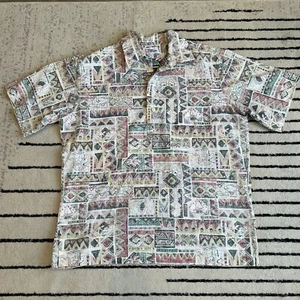 Reyn Spooner Shirt Men’s Aztec Fish Sailboat 1/4  Button Inside Out Print Sz M? - Picture 1 of 8