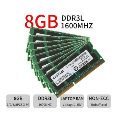 32GB 16GB 8GB DDR3L 1600MHz PC3L-12800S 204Pin 1.35V SODIMM Laptop Memory Lot - Image 1 of 4