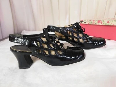 Vintage Miss American Black Lace  Up Pumps w/ Box Size 6aa - Image 1 of 4