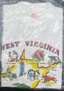Vintage 70's West Virginia T Shirt Hanco Kids 6-8 NOS Souvenir - Bild 1 von 4