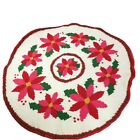 Needlepoint Petit Point Christmas Poinsettia Rug Table Wall Accent HANDCRAFT 30"