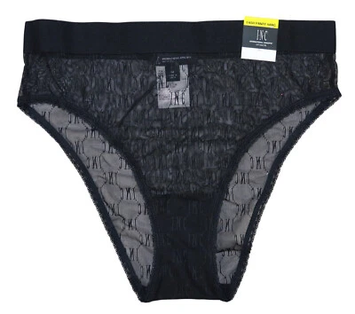 INC International Concepts Sheer Hi-Cut Logo Bikini Panty Women's Underwear NWT - Image 1 of 2