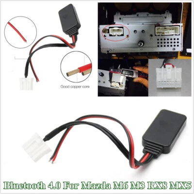 Car Bluetooth 4.0 AUX Adapter Cable Wireless Audio Input For Mazda M6 M3 RX8 MX5 - Image 1 of 4