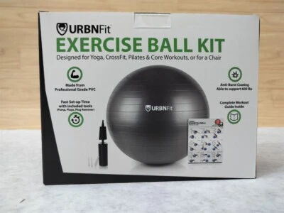 URBNFit Kit de Pelota de Ejercicio 22" Recubrimiento Anti-Explosiones Soporta hasta 600lbs Negro Foto 1 de 4