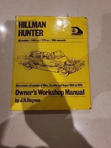 Haynes Workshop Manual Hillman Hunter Minx Gazelle And Vogue- 1966 to 1970. - Picture 1 of 3