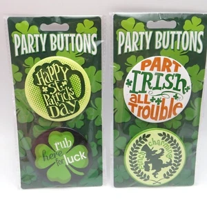 4 St Patrick's Paddy Day Party Buttons Metal Pins 3" Irish Novelty Amscan (B) - Imagen 1 de 7