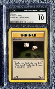 1999 Pokemon Fossil - 1st Edition - Gambler #60 **CGC 10** - Picture 1 of 2
