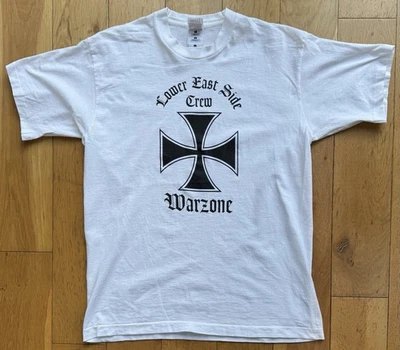 Warzone Lower East Side Crew Vintage TShirt White L NYHC Agnostic Front Raybeez - Image 1 of 4