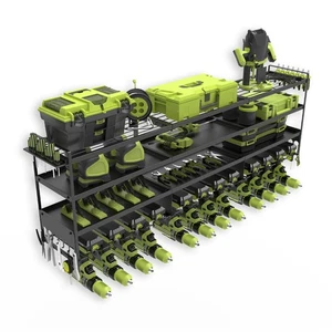 50''W Grande Organizzatore Utensili Elettrici Supporto a Parete, Resistente 4 Livelli 12 Trapano Holde... - Foto 1 di 7