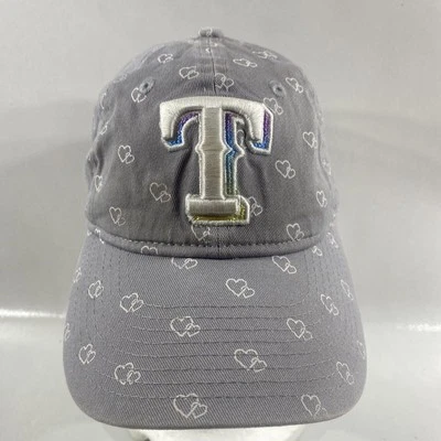 Youth Girl’s Texas Rangers Baseball Cap 9Twenty Gray/White New Era Hat Hearts - Image 1 of 4