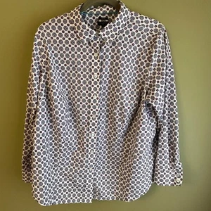 Talbots Plus Langarm Button-Down-Hemd geometrischer Druck bügelfrei Größe 16W - Bild 1 von 7